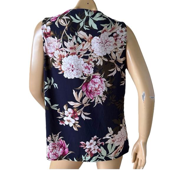 NEW YORK & COMPANY 7Th Avenue Womens Size XL Sleeveless Keyhole Floral Shirt Top - Picture 4 of 7